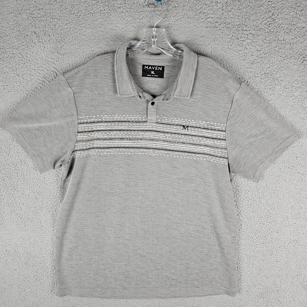 Maven Co-Op Polo Shirt Mens XL Gray Solid Golf Performance Short Sleeve MV00069M